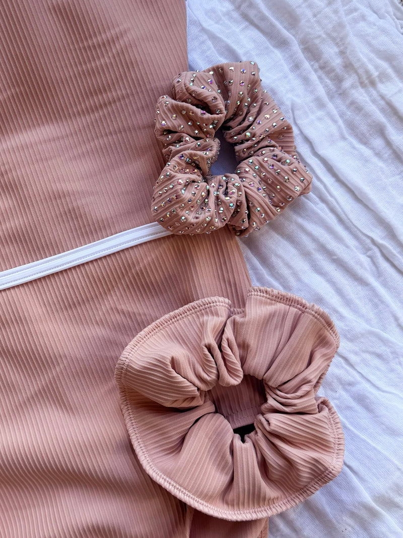 Baby Pink Ribbed Scrunchie - Dragonfly Leotards - Hair accessories