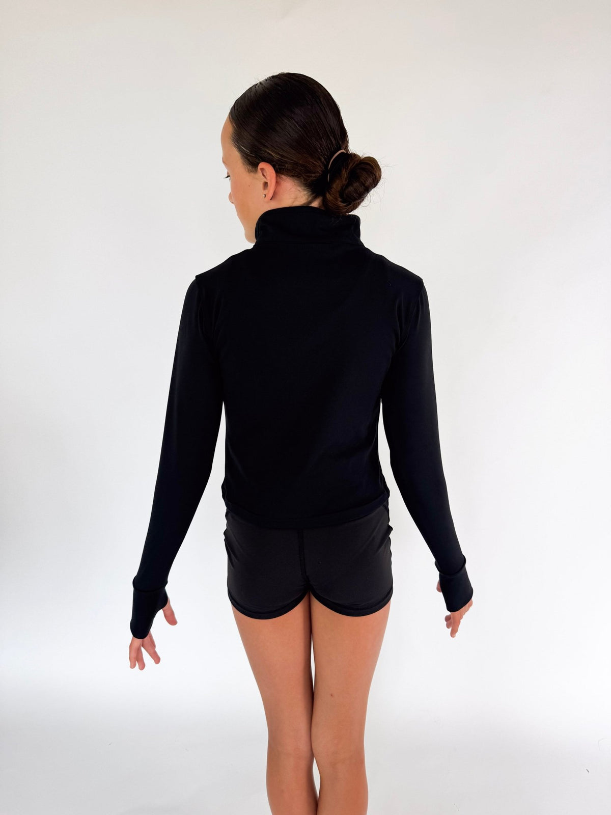 Black Cropped 1/4 Zip Top - Dragonfly Leotards - Sportswear