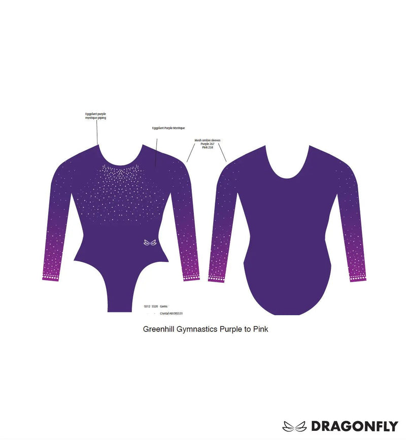 Greenhill Competition Leotard 2021 V2 - Dragonfly Leotards - 