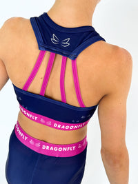 Navy & Pink Fly High Shorts - Dragonfly Leotards - Sportswear