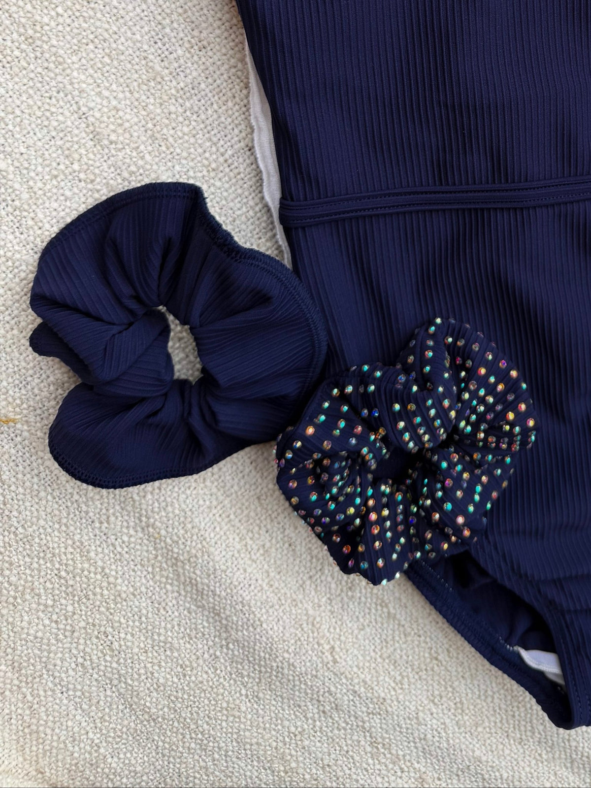 Navy Ribbed Scrunchie - Dragonfly Leotards - Hair accessories
