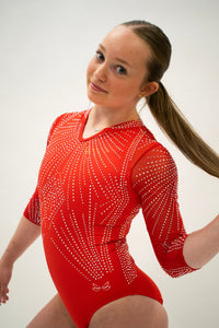 Red Competition Leotard - Dragonfly Leotards - Girls leotard