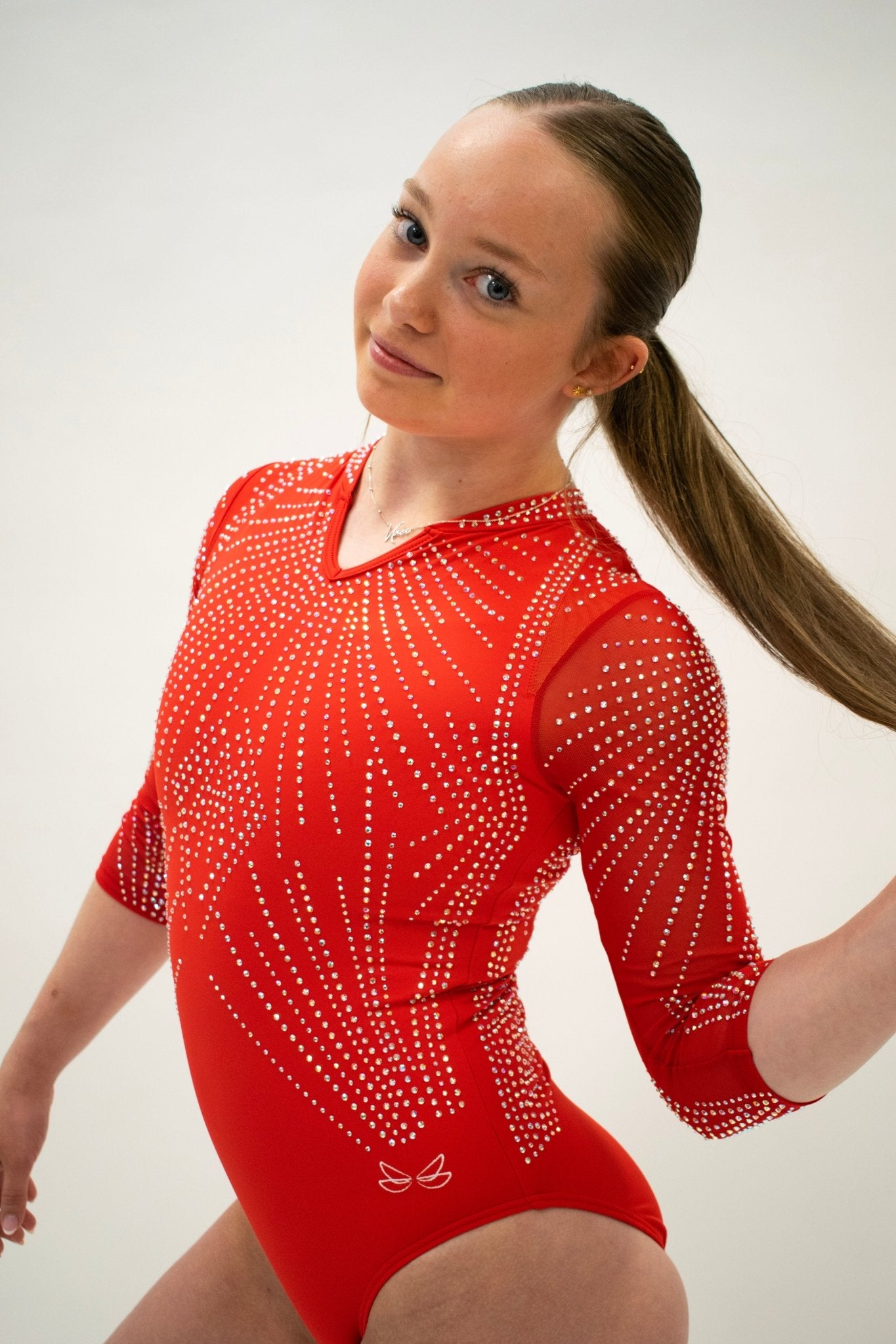 Red Competition Leotard - Dragonfly Leotards - Girls leotard