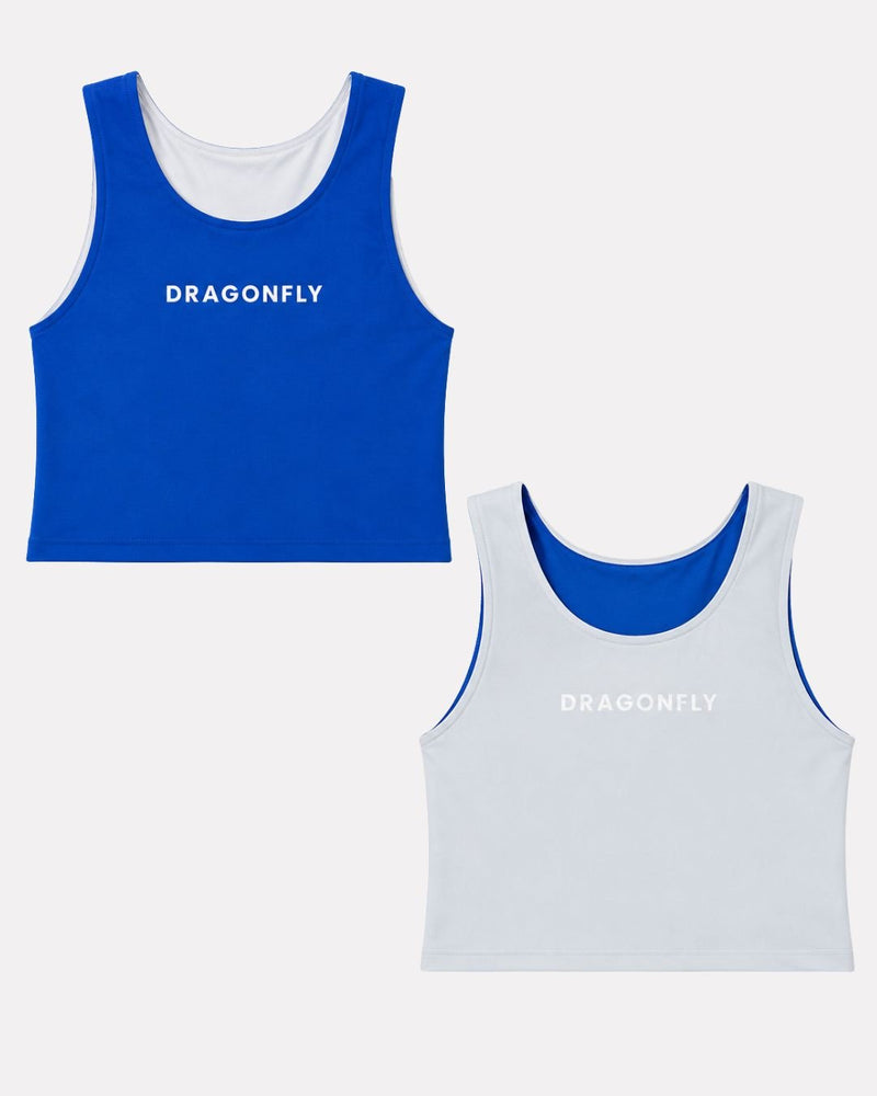 Reversible Crop Top Grey & Blue - Dragonfly Leotards - Sportswear