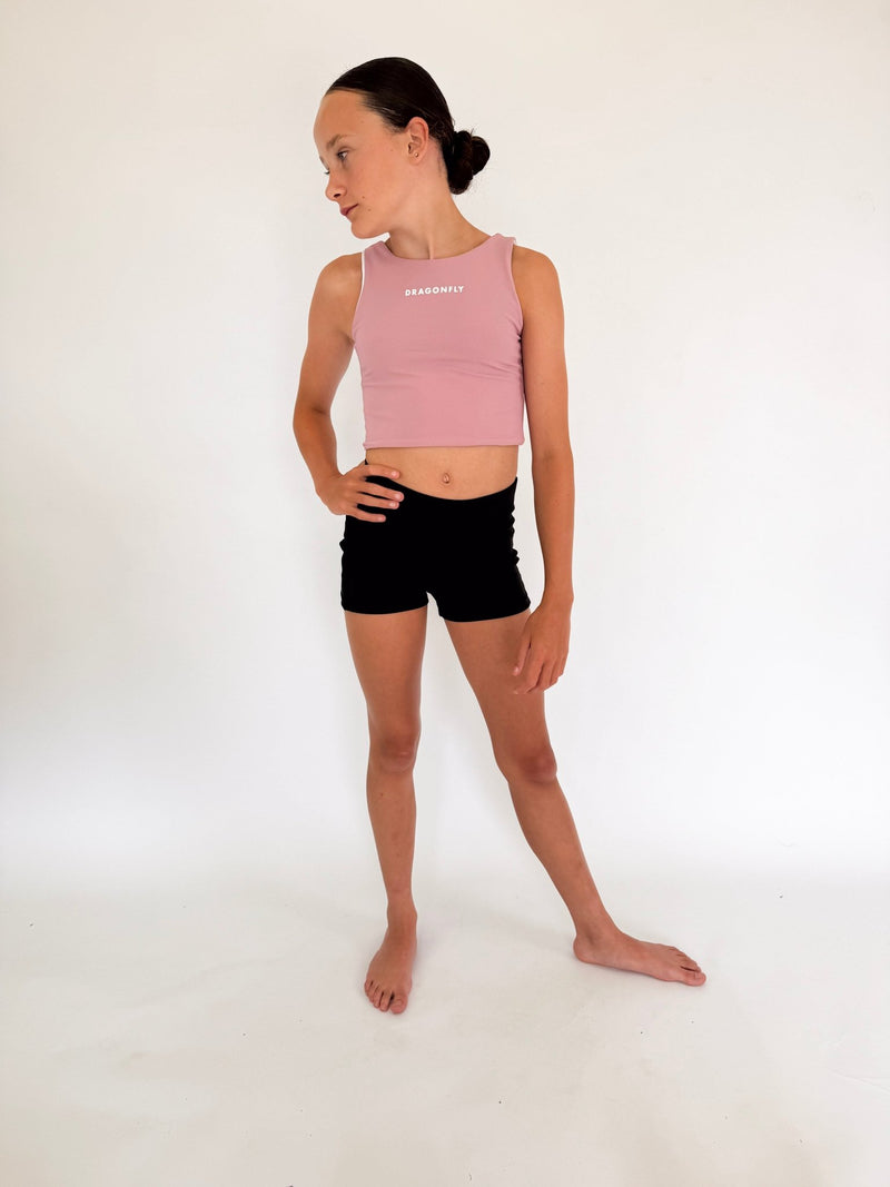 Reversible Crop Top Pink & White - Dragonfly Leotards - Girls leotard