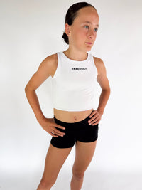 Reversible Crop Top Pink & White - Dragonfly Leotards - Girls leotard