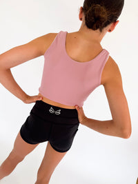 Reversible Crop Top Pink & White - Dragonfly Leotards - Girls leotard