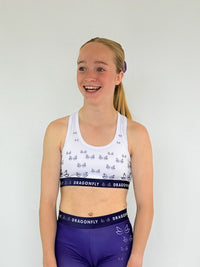 White & Purple Fly High Crop Top - Dragonfly Leotards - Sportswear