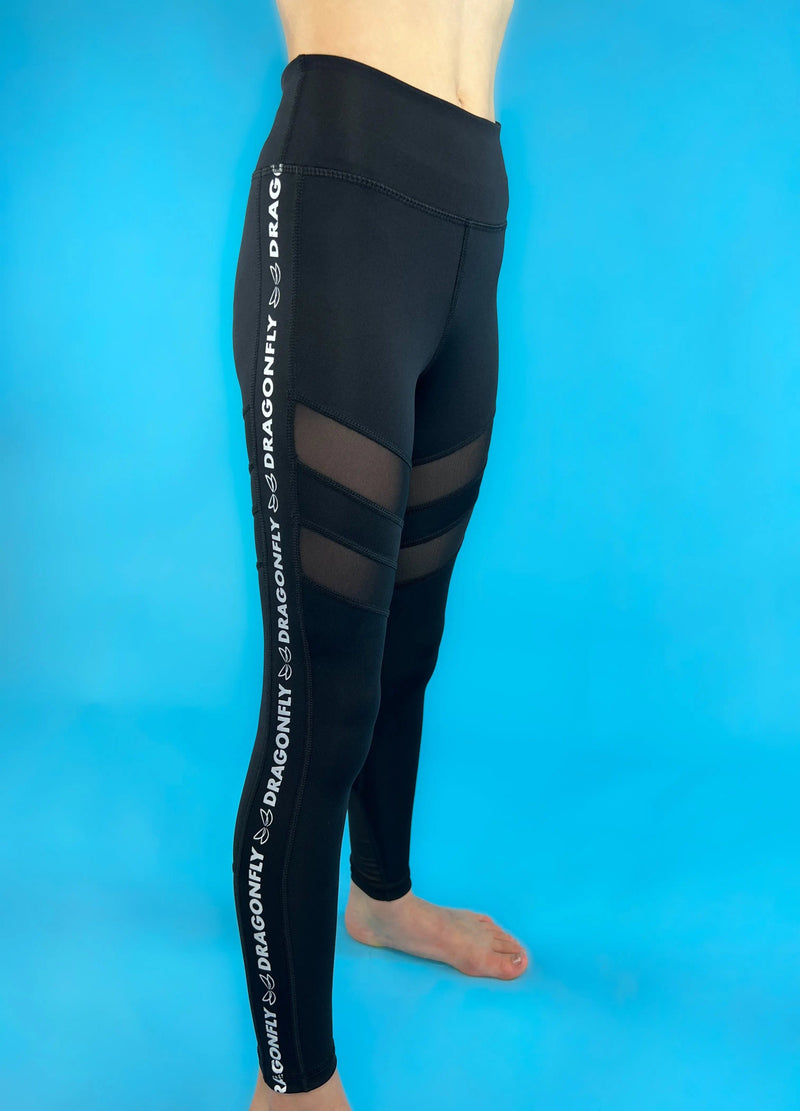 Black Leggings Wide waisted - Dragonfly Leotards - Children's Sportswear