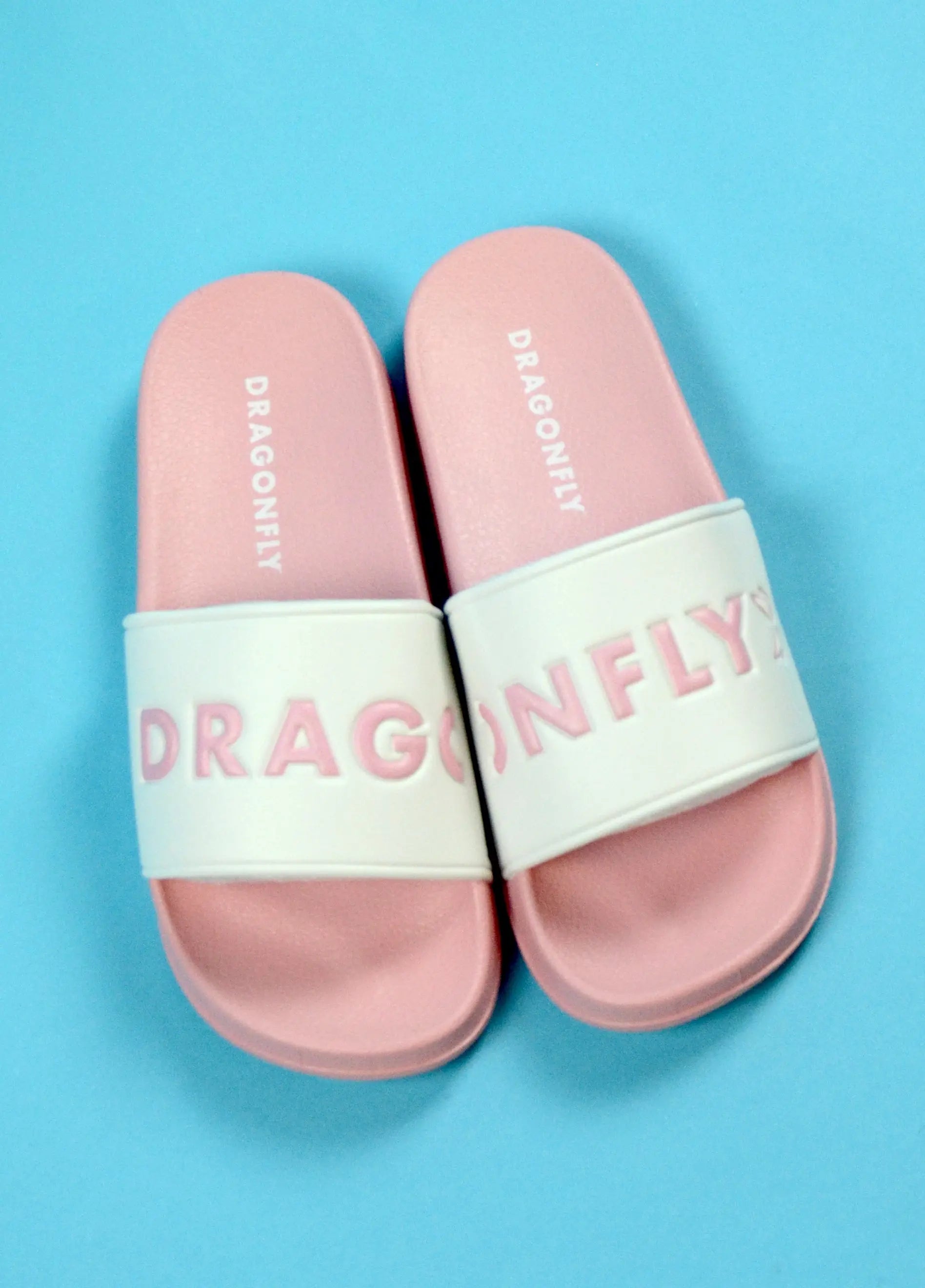 Dragonfly Pink & White Sliders 