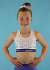 White & Purple Fly High Crop Top - Dragonfly Leotards - Children's Sportswear