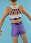 White & Purple Fly High Crop Top - Dragonfly Leotards - Children's Sportswear