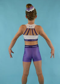 White & Purple Fly High Crop Top - Dragonfly Leotards - Children's Sportswear