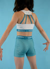 White & Teal Fly High Crop Top - Dragonfly Leotards - Children's Sportswear