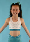 White & Teal Fly High Crop Top - Dragonfly Leotards - Children's Sportswear
