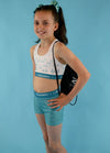 White & Teal Fly High Shorts - Dragonfly Leotards - Children's Sportswear