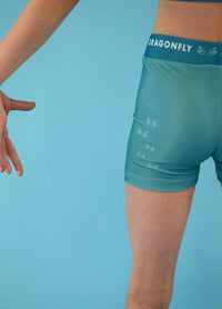 White & Teal Fly High Shorts - Dragonfly Leotards - Children's Sportswear