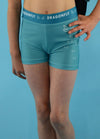 White & Teal Fly High Shorts - Dragonfly Leotards - Children's Sportswear